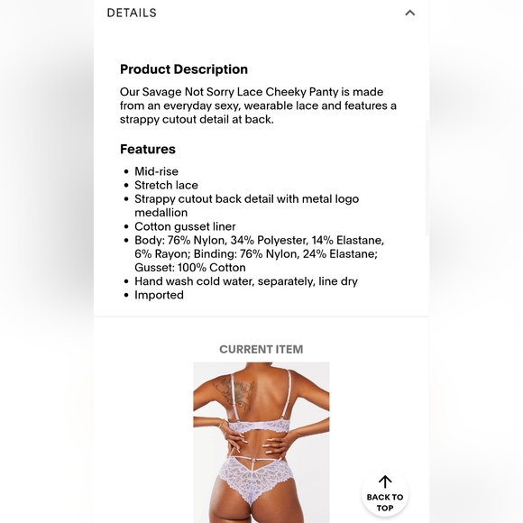 NWT Savage X Fenty Not Sorry Lavender Lace Cheeky Panties ~ Sz S - Picture 3 of 6